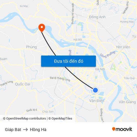 Giáp Bát to Hồng Hà map