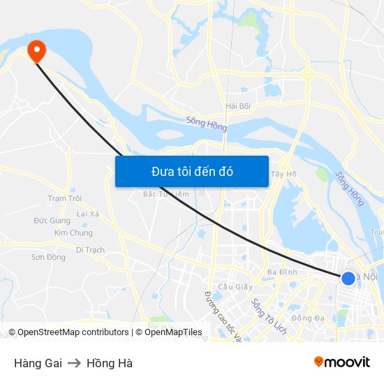 Hàng Gai to Hồng Hà map