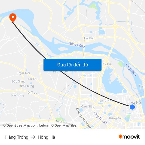 Hàng Trống to Hồng Hà map