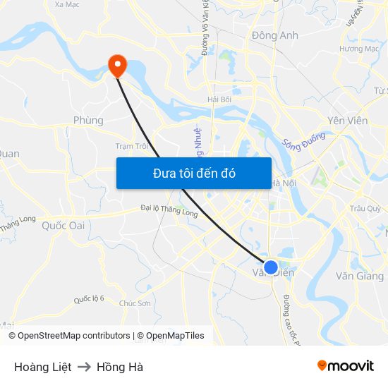 Hoàng Liệt to Hồng Hà map