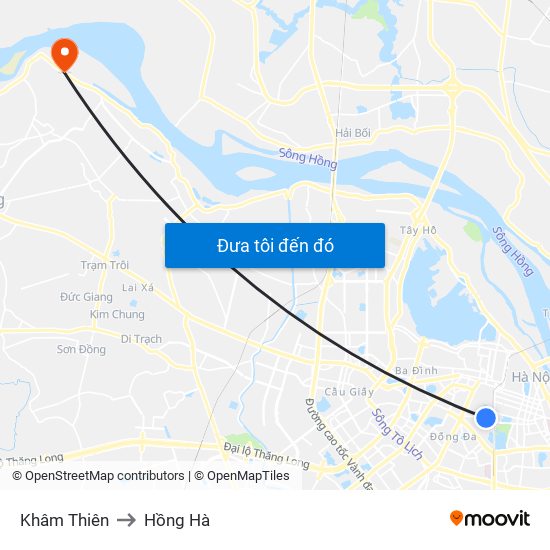 Khâm Thiên to Hồng Hà map