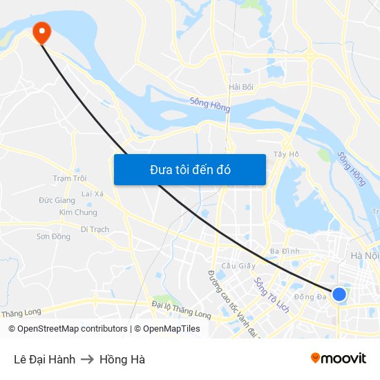 Lê Đại Hành to Hồng Hà map