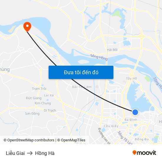 Liễu Giai to Hồng Hà map