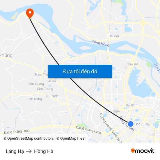 Láng Hạ to Hồng Hà map