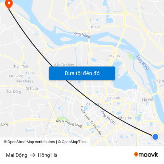 Mai Động to Hồng Hà map
