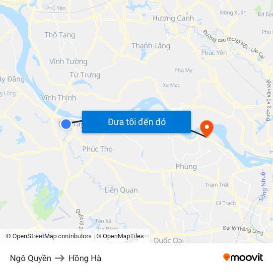 Ngô Quyền to Hồng Hà map