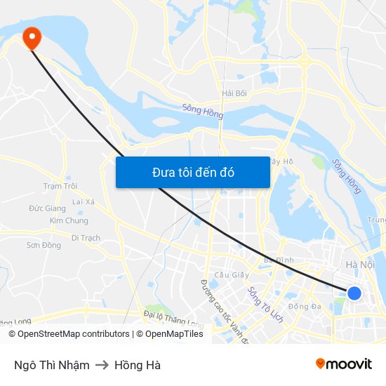 Ngô Thì Nhậm to Hồng Hà map