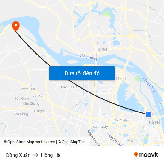Đồng Xuân to Hồng Hà map