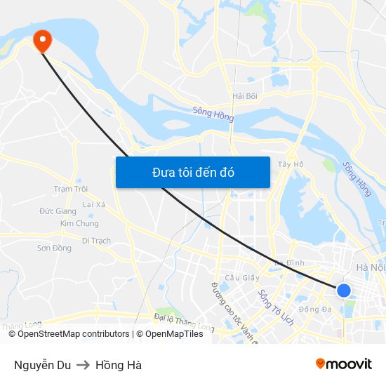 Nguyễn Du to Hồng Hà map
