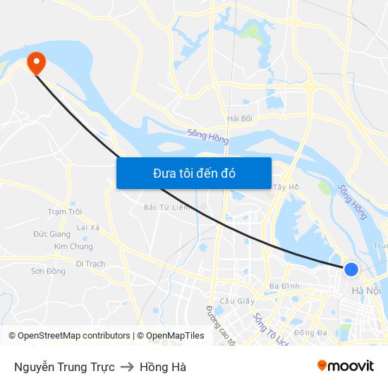 Nguyễn Trung Trực to Hồng Hà map