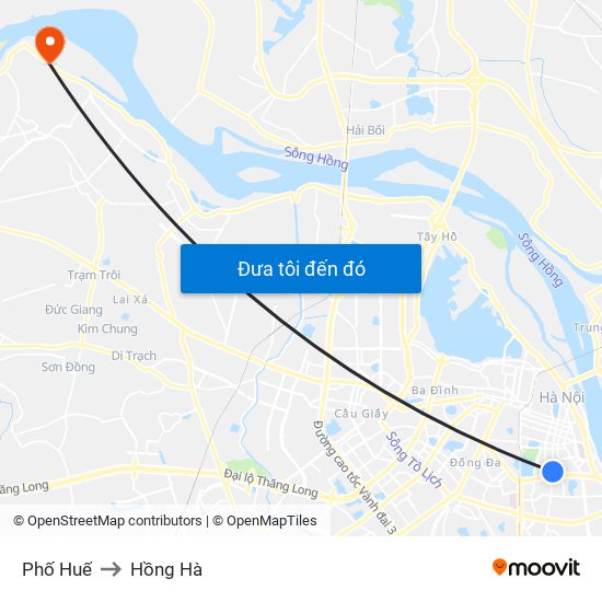 Phố Huế to Hồng Hà map