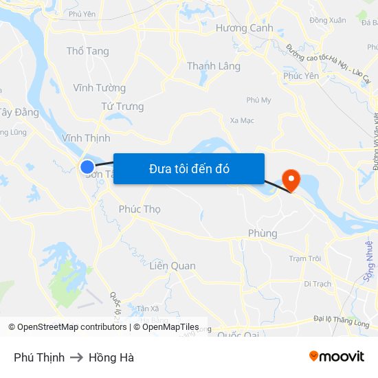 Phú Thịnh to Hồng Hà map