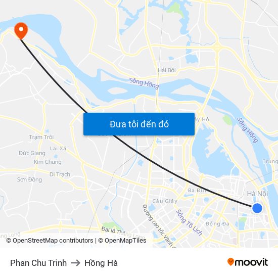 Phan Chu Trinh to Hồng Hà map