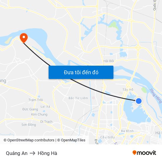 Quảng An to Hồng Hà map