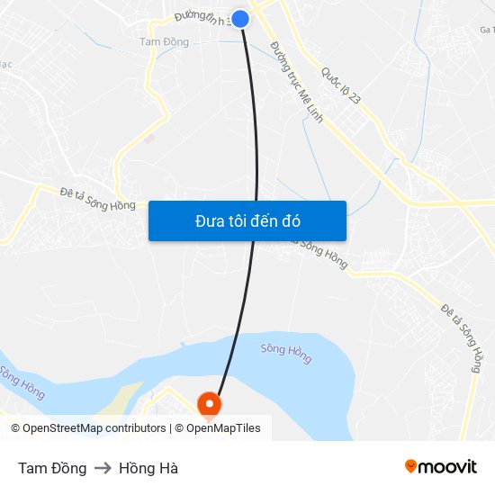 Tam Đồng to Hồng Hà map