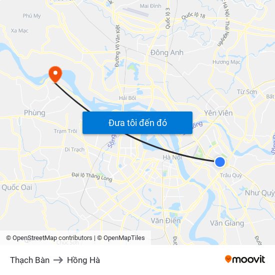 Thạch Bàn to Hồng Hà map