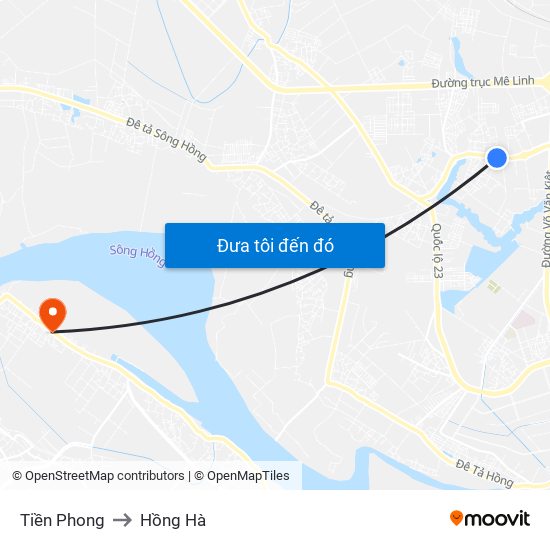 Tiền Phong to Hồng Hà map