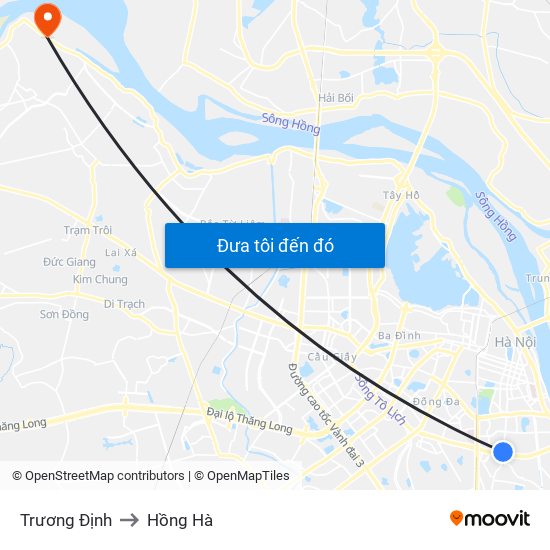 Trương Định to Hồng Hà map