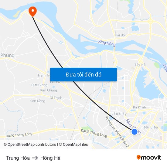 Trung Hòa to Hồng Hà map