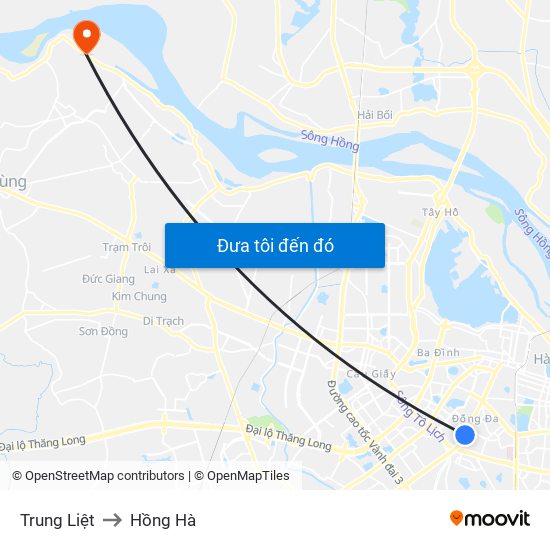 Trung Liệt to Hồng Hà map
