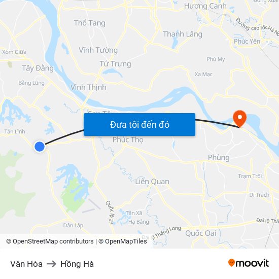 Vân Hòa to Hồng Hà map