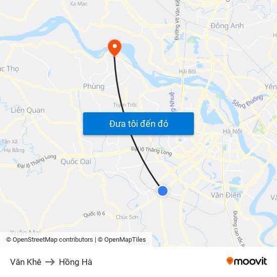 Văn Khê to Hồng Hà map