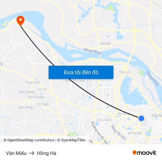 Văn Miếu to Hồng Hà map