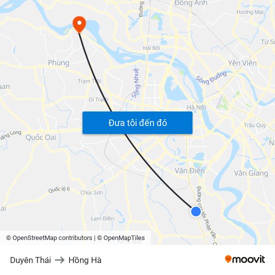 Duyên Thái to Hồng Hà map