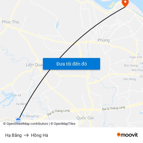 Hạ Bằng to Hồng Hà map