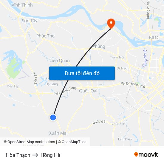 Hòa Thạch to Hồng Hà map