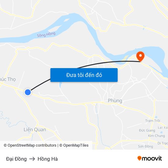 Đại Đồng to Hồng Hà map