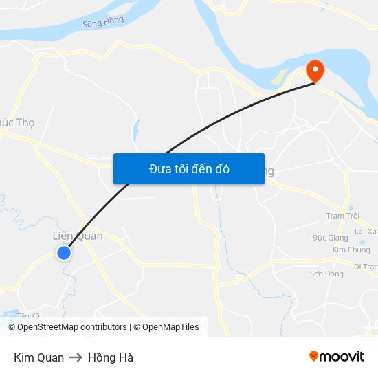 Kim Quan to Hồng Hà map