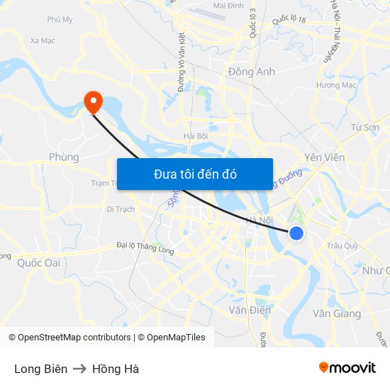 Long Biên to Hồng Hà map