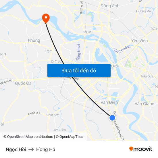 Ngọc Hồi to Hồng Hà map