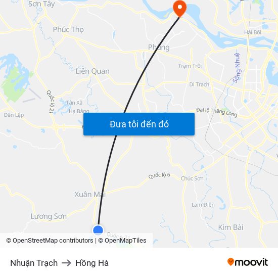 Nhuận Trạch to Hồng Hà map