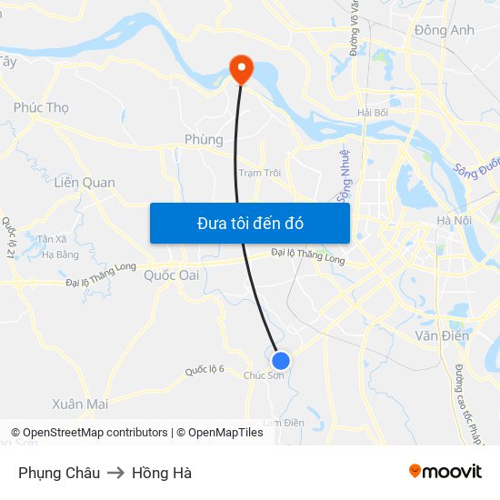 Phụng Châu to Hồng Hà map