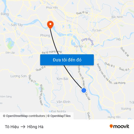 Tô Hiệu to Hồng Hà map