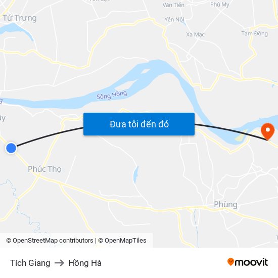 Tích Giang to Hồng Hà map