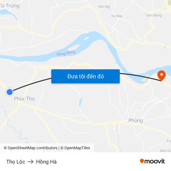 Thọ Lộc to Hồng Hà map
