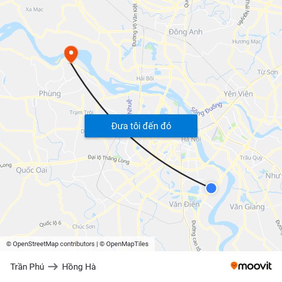 Trần Phú to Hồng Hà map