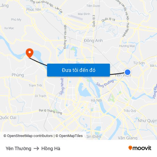 Yên Thường to Hồng Hà map