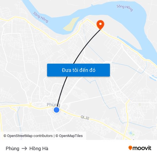 Phùng to Hồng Hà map