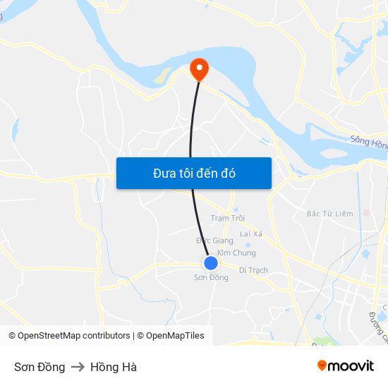 Sơn Đồng to Hồng Hà map