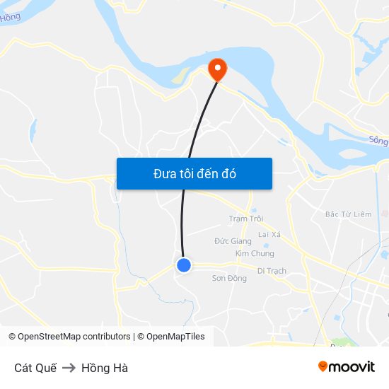 Cát Quế to Hồng Hà map