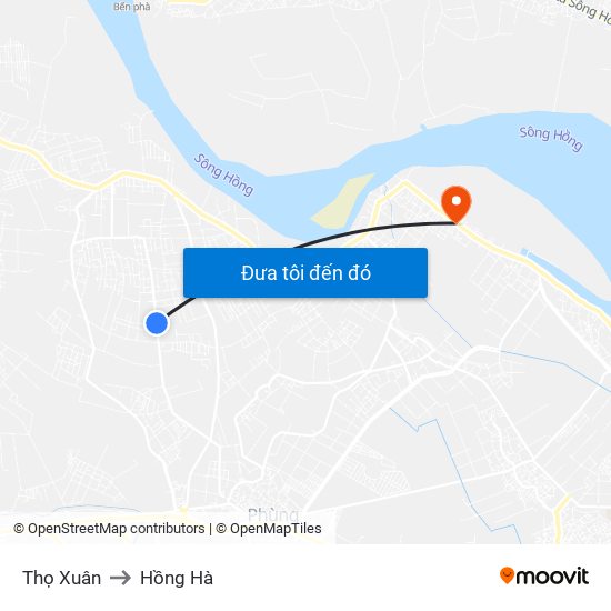 Thọ Xuân to Hồng Hà map