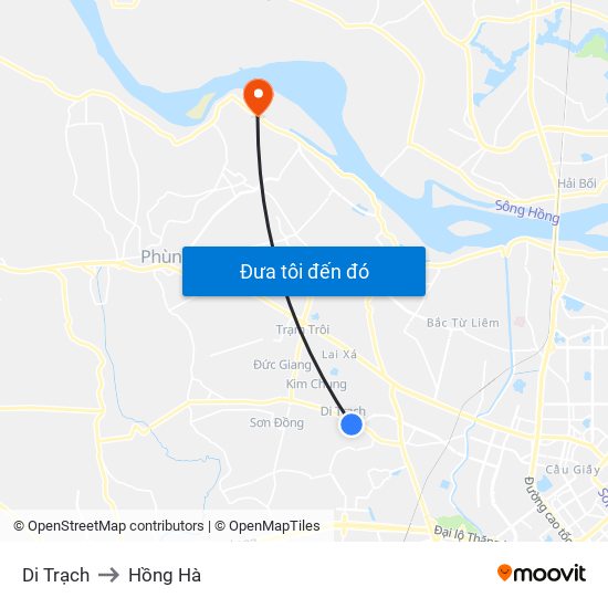Di Trạch to Hồng Hà map