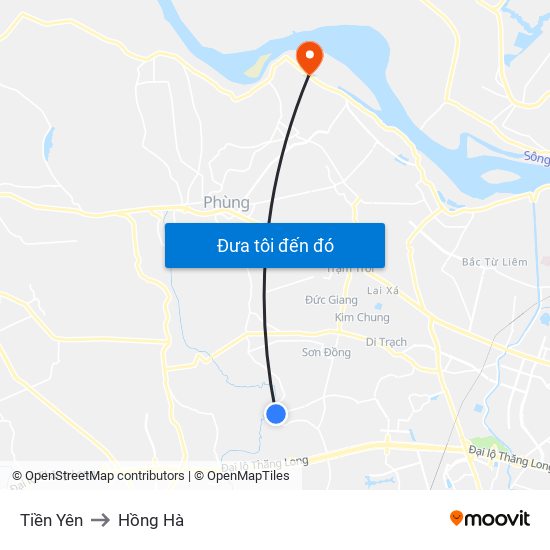 Tiền Yên to Hồng Hà map