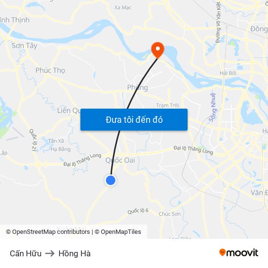 Cấn Hữu to Hồng Hà map