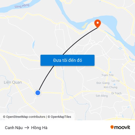 Canh Nậu to Hồng Hà map