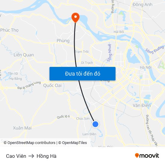 Cao Viên to Hồng Hà map
